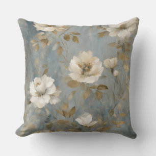 Cojín Decorativo Dusty Blue Gold Cream Vintage Floral