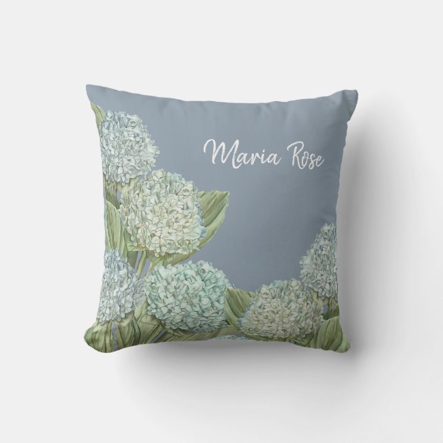 Cojín Decorativo Dusty Blue Hydrangea Bouquet (Anverso)