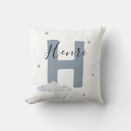 Cojín Decorativo Dusty Blue Personalized Baby Name Pillow Custom