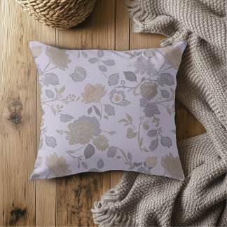 Cojín Decorativo Dusty Purple Lavender Gray Modern Farmhouse Floral