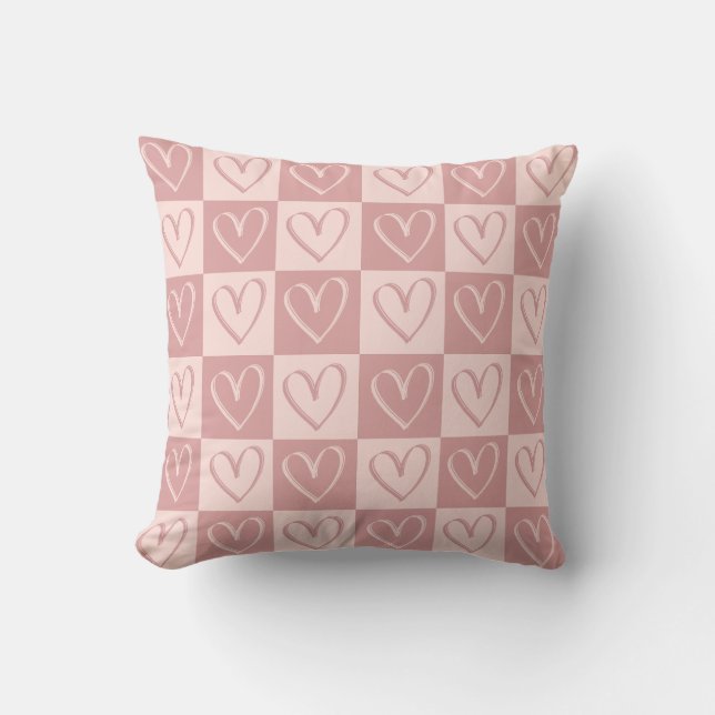 Cojín Decorativo Dusty Rose Minimal Hearts Valentine Gift (Anverso)