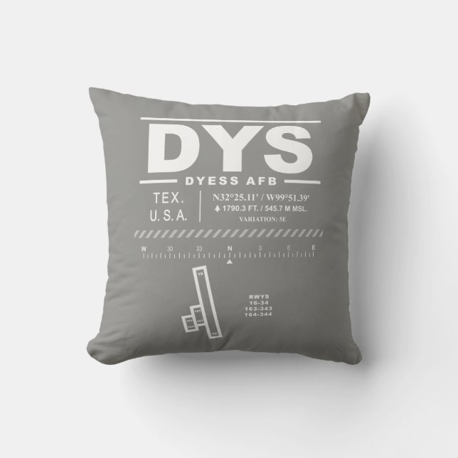 Cojín Decorativo Dyess AFB Base Aérea DYS (Anverso)