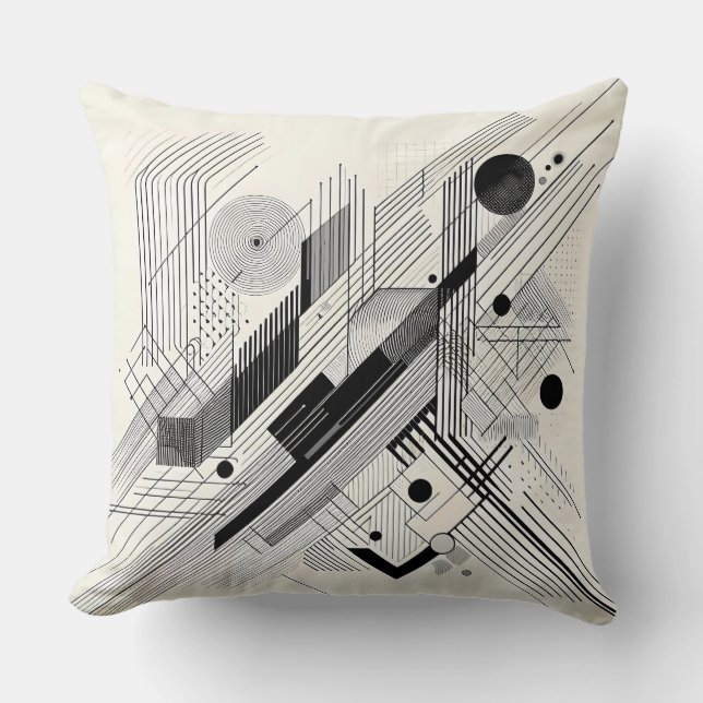 Cojín Decorativo Dynamic Black & White Geometry (Anverso)