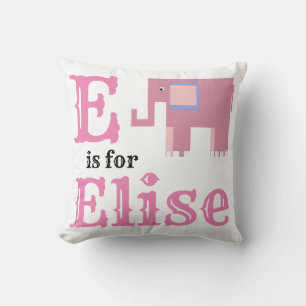 Cojín Decorativo E es para Elise bebé niña