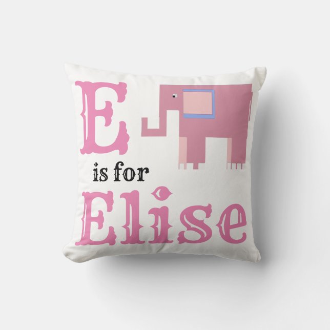 Cojín Decorativo E es para Elise bebé niña  (Anverso)
