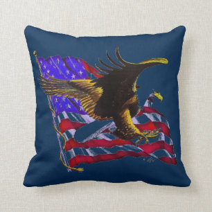 Cojín Decorativo Eagle calvo y bandera