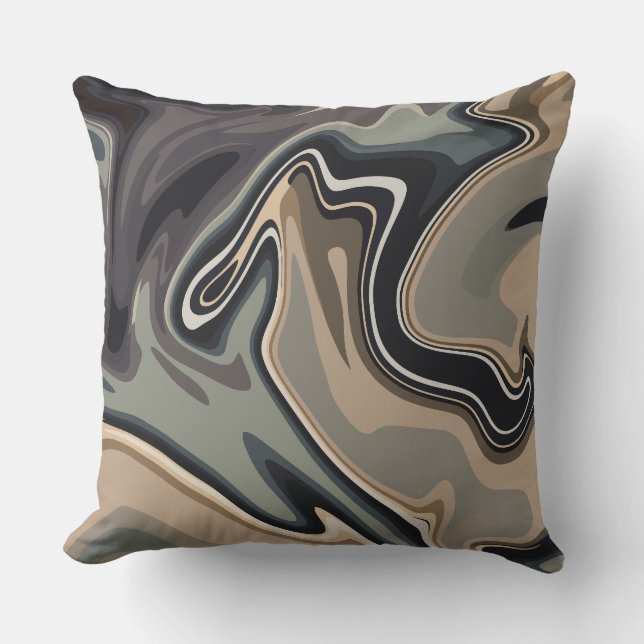 Cojín Decorativo Earthy Abstract Waves with Neutral Tones  (Anverso)