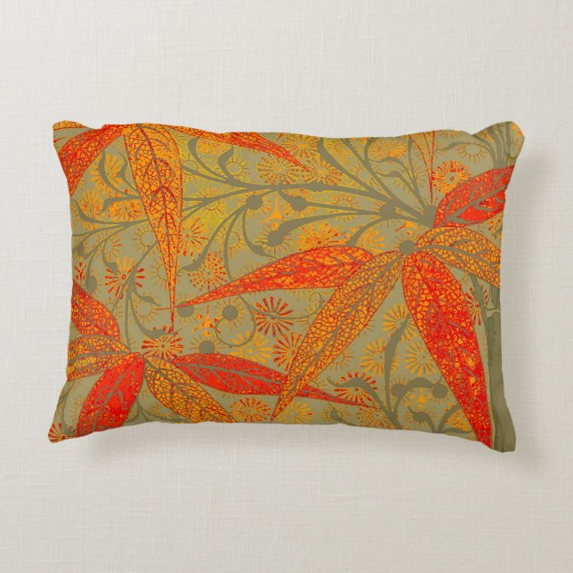 Cojín Decorativo Earthy Bamboo Art Vintage Print Naranja (Reverso)