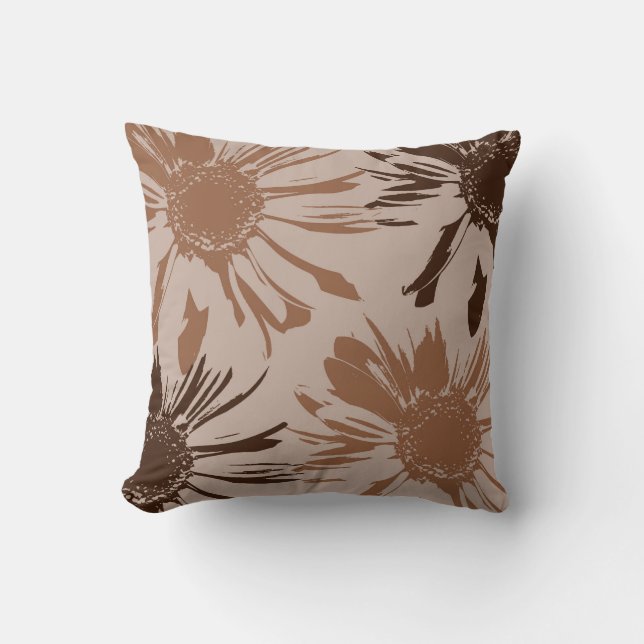 Cojín Decorativo Earthy Brown Gerbera Flowers (Anverso)