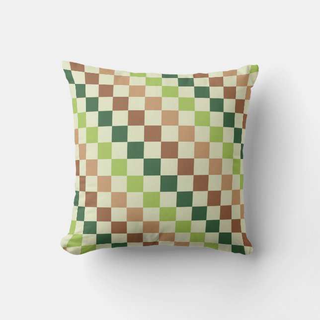 Cojín Decorativo Earthy rainbow diagonal checkerboard pattern (Anverso)