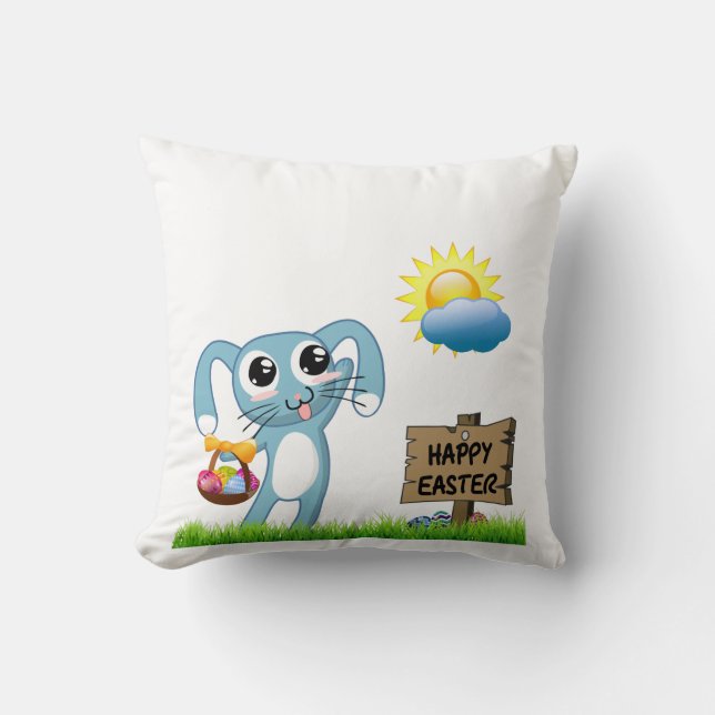 Cojín Decorativo Easter Bunny desea una feliz Pascua (Anverso)
