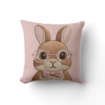 Easter Bunny with Glasses & Bow – Embroidered Look