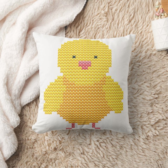 Cojín Decorativo Easter Chick Faux Cross Stitch (Manta)