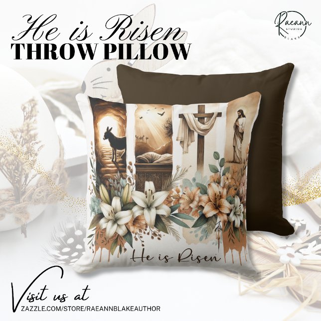 Cojín Decorativo Easter "He is Risen" Throw Pillow (Subido por el creador)