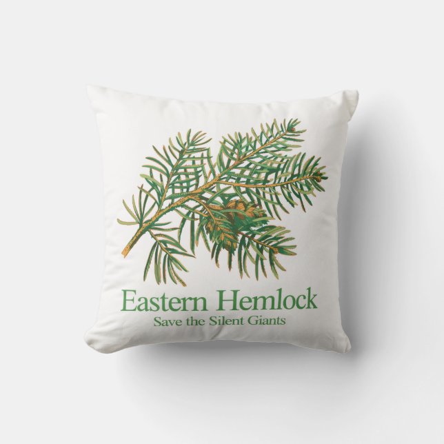 Cojín Decorativo Eastern Hemlock Botanical Branch Throw Pillow (Anverso)