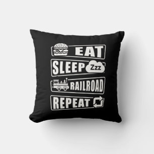 Cojín Decorativo Eat Sleep Railroad Repeat Steam Train