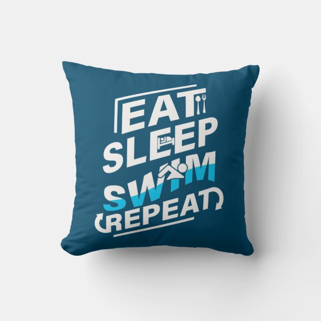 Cojín Decorativo Eat Sleep Swim (Anverso)