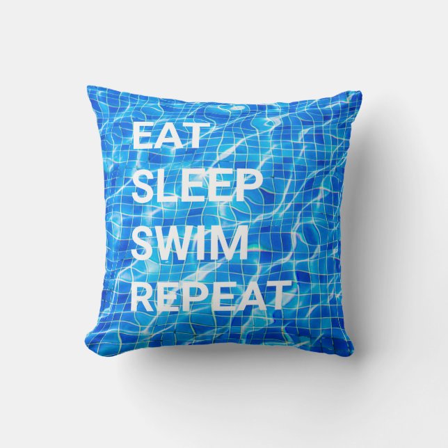 Cojín Decorativo Eat Sleep Swim Repetir Piscina Acuática (Anverso)