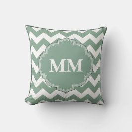 Cojín Decorativo Eau de Nil Monogramable Chevron Stripe Pillow