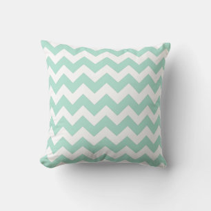 Cojín Decorativo Eau de Nil y Pillow del Chevron Blanco Zig Zag