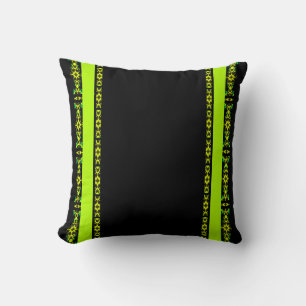 Cojín Decorativo Ébano Lima Moderno Africano Negro y Verde Geométri