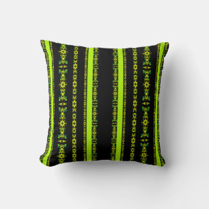 Cojín Decorativo Ébano Lima Moderno Africano Negro y Verde Geométri