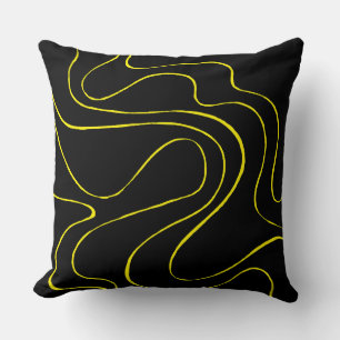 Cojín Decorativo Ebb and Flow 2 en negro y amarillo