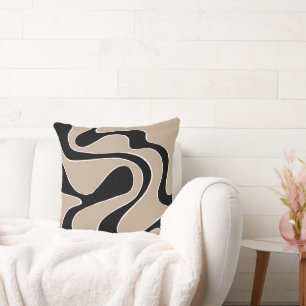 Cojín Decorativo Ebb y Flow 2 en Taupe, Negro y Blanco