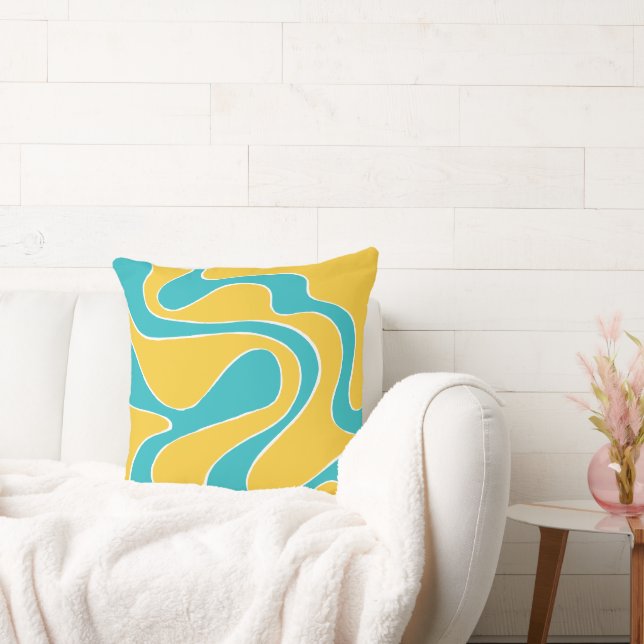 Cojín Decorativo Ebb y Flow 2 en turquesa y amarillo (Sofá)