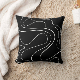 Cojín Decorativo Ebb y Flow 2 - Negro sobre blanco