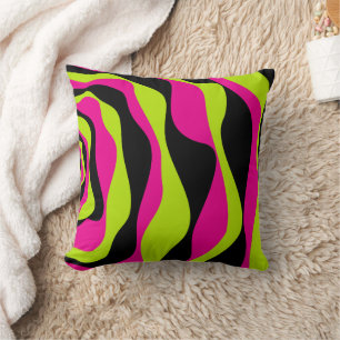 Cojín Decorativo Ebb y Flow 4 en verde limón, rosa caliente y negro