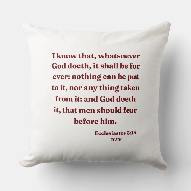 Cojín Decorativo Ecclesiastes 3:14 KJV Biblia Verse (Anverso)