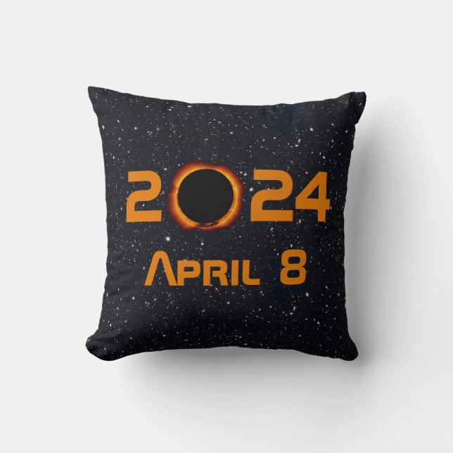 Cojín Decorativo Eclipse solar total 2024 Fecha Starry Sky (Anverso)