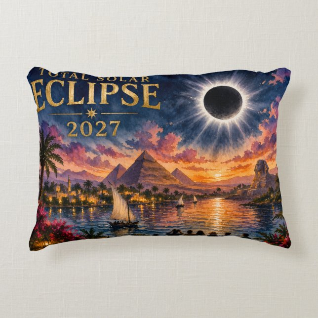 Cojín Decorativo Eclipse Total Solar 2027 Egipto (Anverso)