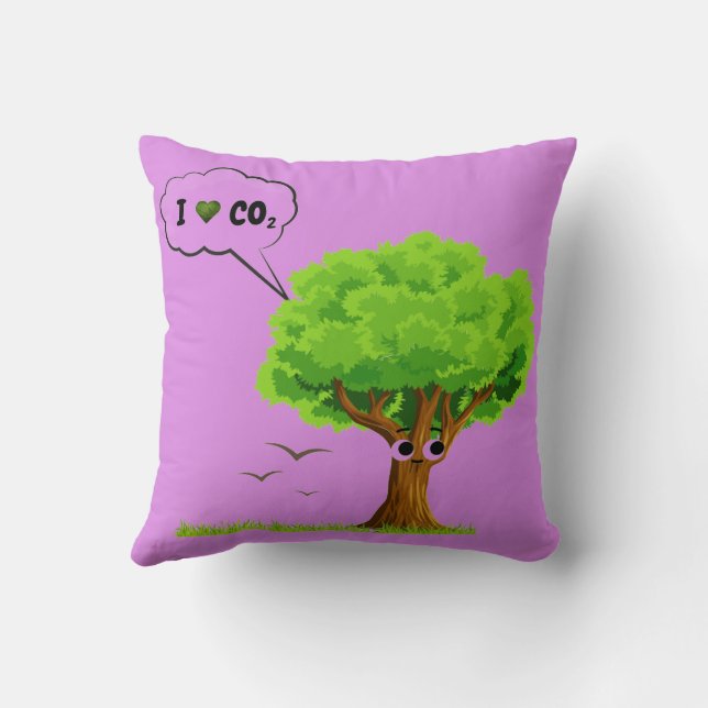 Cojín Decorativo Eco-Friendly ‘I Love CO2’ Illustrated Tree  (Reverso)