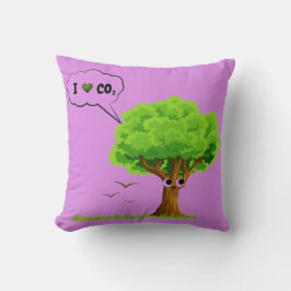 Cojín Decorativo Eco-Friendly ‘I Love CO2’ Illustrated Tree 