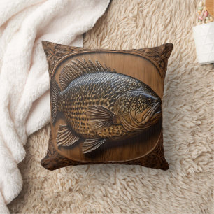 Cojín Decorativo Ecos del río: Impresión de madera de bacalao murra