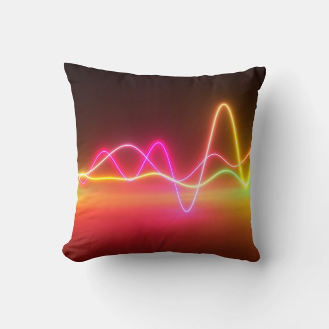 Cojín Decorativo Ecualizador gráfico brillante de neón brillante co (Anverso)