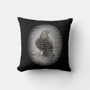 Cojín Decorativo Edgar Allan Poe Poema del Cuervo, Cita Nevermore