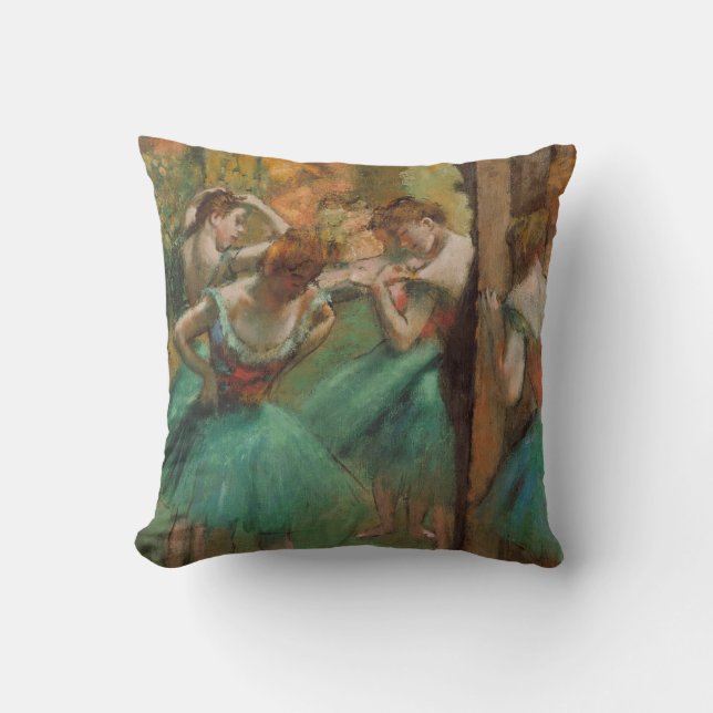 Cojín Decorativo Edgar Degas bailarinas rosa y verde (Anverso)