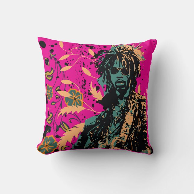 Cojín Decorativo Edgy Grunge, El Jugador (Anverso)