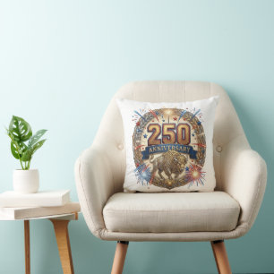Cojín Decorativo Edición Vintage del 250 Aniversario del Búfalo Ame