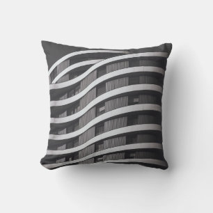COJÍN DECORATIVO EDIFICIO COMERCIAL GRIS Y NEGRO