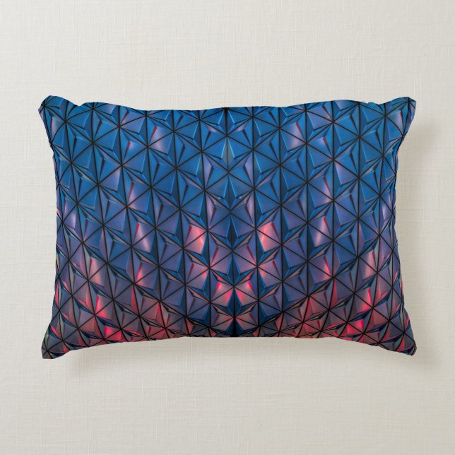 COJÍN DECORATIVO EDIFICIO CUBISTA AZUL Y ROJO (Anverso)