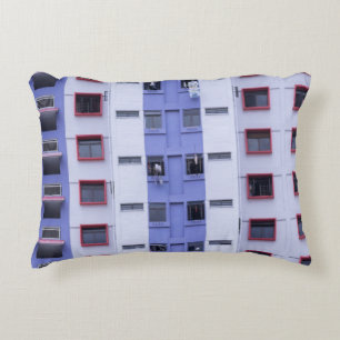 Cojín Decorativo Edificio de altura azul y blanco
