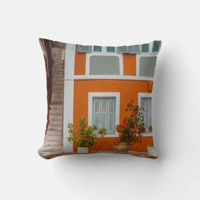 Cojín Decorativo EDIFICIO DE CONCRETO naranja BLANCO Y GRIS (Anverso)