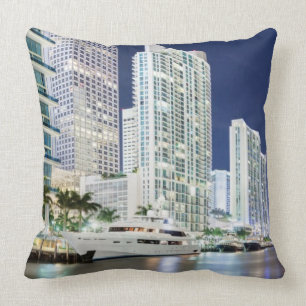 Cojín Decorativo Edificios a lo largo del río Riverwalk de Miami