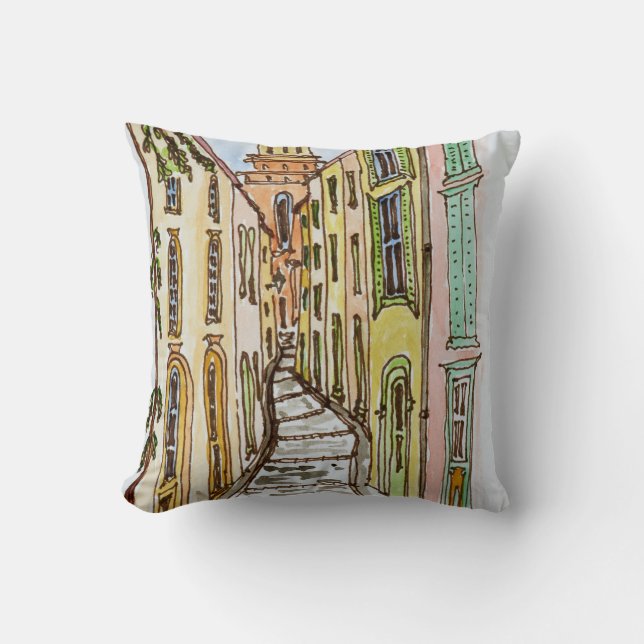 Cojín Decorativo Edificios de Saint-Tropez | Riviera francesa, Fran (Anverso)