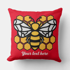 Cojín decorativo editable de colmena de abejas