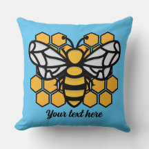 Cojín decorativo editable de colmena de abejas